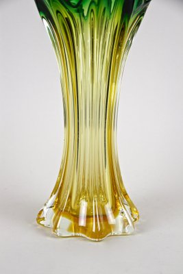 工芸品 Murano Glass Vase (Green & Yellow) Murano Mandruzzato Vase | Faceted Cut | Green and Yellow