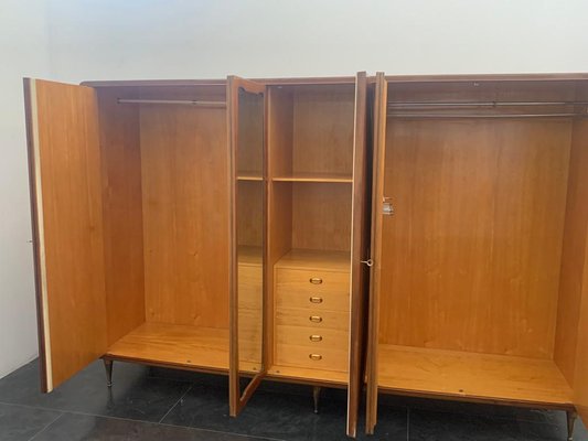 Mid Century Wardrobe Rounded Doors Inlaid with Brass Tips for sale