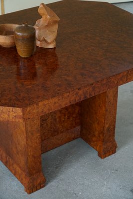 French Art Deco Burl Wood Oval Dining Table, 1930s for sale at Pamono