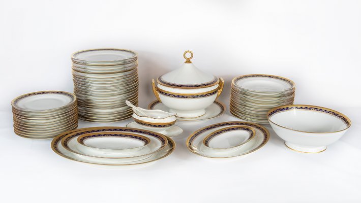 Empire Style Porcelain Dinner Set for 12 by Richard Ginori, Set of 57
