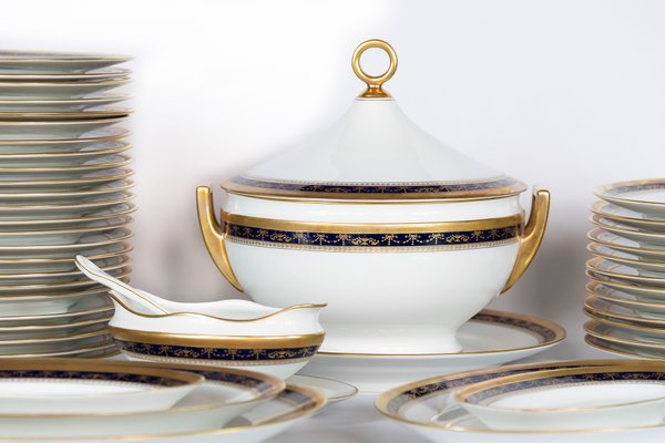 Empire Style Porcelain Dinner Set for 12 by Richard Ginori, Set of