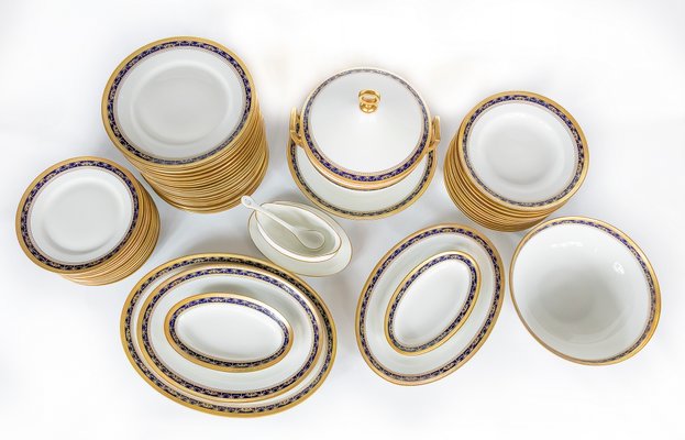 Empire Style Porcelain Dinner Set for 12 by Richard Ginori, Set of