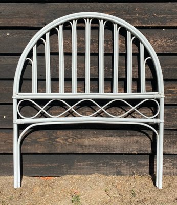 Grau lackiertes Mid-Century Kopfteil aus Bambus & Schilfrohr