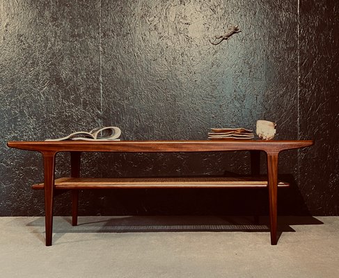 Universiteit Bevriezen micro Mid-Century Coffee Table with Rattan Rack by John Herbert for A Younger for  sale at Pamono