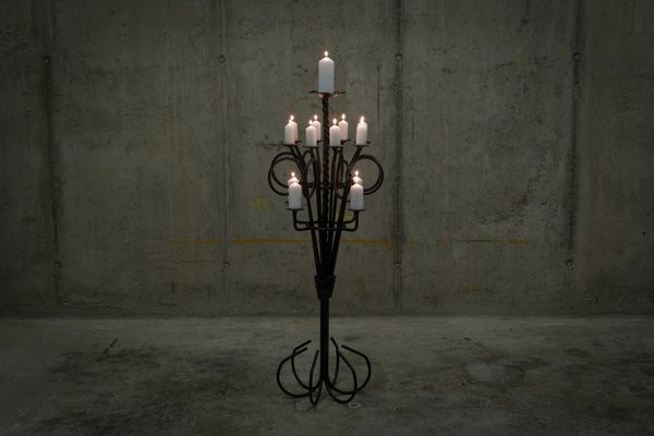 Set Di 3 Portacandele Vintage Gotici In Ferro Nero - Scheletro Corona - Altezze 23/28/30,5 Cm - Per Candelabro Centrotavola O Decorazione Rustica