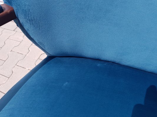 Vintage Cocktail Sofa in Blue Velvet 1960s for sale at Pamono