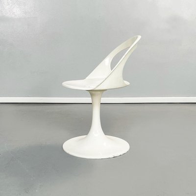 Italian Space Age White Plastic Round Chairs, 1970s, Set of for