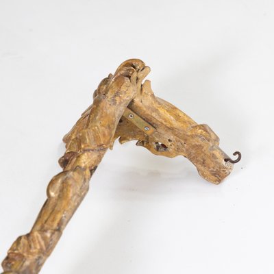 Antike italienische Gardinenstangen aus vergoldetem Holz, 2er Set