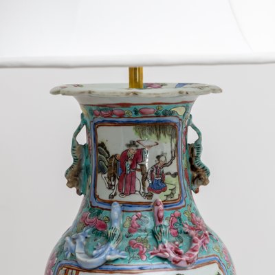 Antique Chinese Table Lamps with Porcelain Set 2 for sale at Pamono