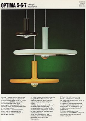 Mid-Century Danish Space Age Optima Pendant Lamp in UFO Style by