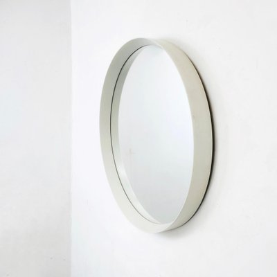 Italian Modern Round White Wood Wall, Large Round White Frame Mirror