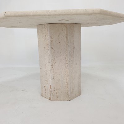 Travertine pedestal dining table deals