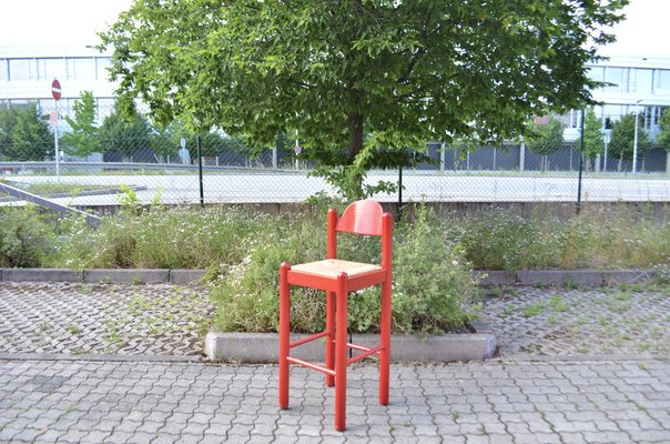 Vintage Red Bar Stools by Vico Magistretti for Cassina, Set of 3