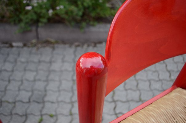 Vintage Red Bar Stools by Vico Magistretti for Cassina, Set of 3