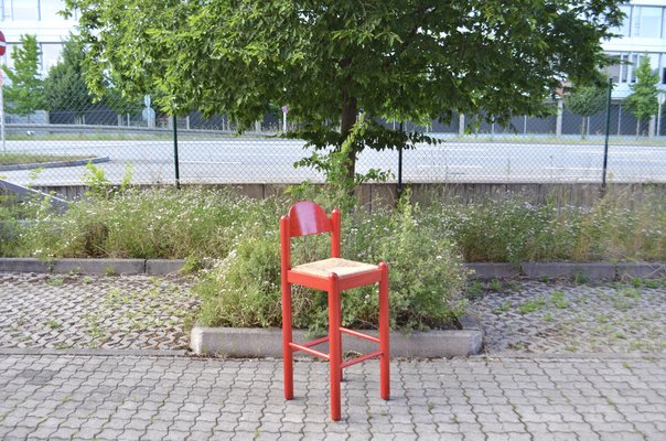 Vintage Red Bar Stools by Vico Magistretti for Cassina, Set of 3