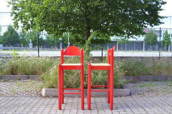Vintage Red Bar Stools by Vico Magistretti for Cassina, Set of 3