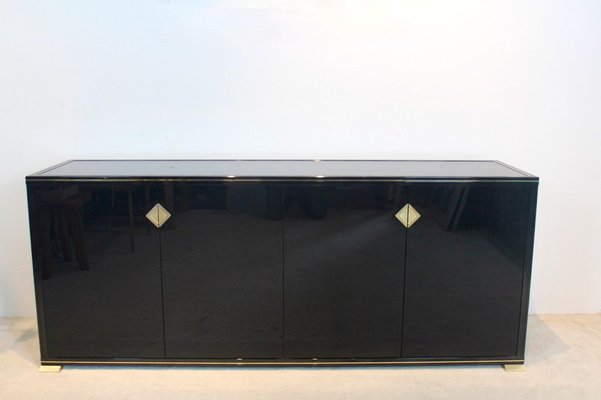 French Black Lacquered Sideboard by Pierre Vandel Paris 1970s