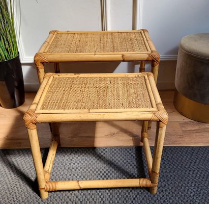 Vintage rattan sale nesting tables