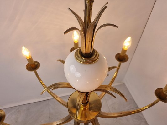 Pineapple Chandelier in Brass and Chrome, 1970s for sale at Pamono