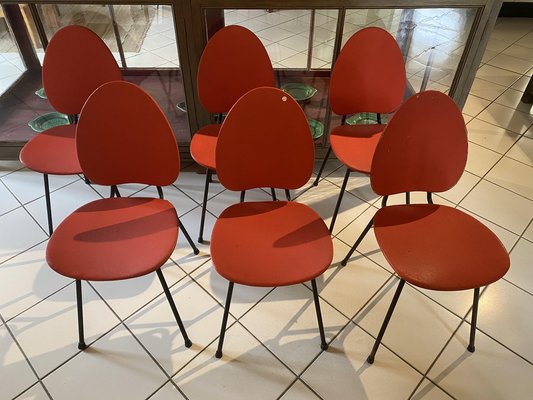 Retro Skai and Metal Chairs Set of 6 for sale at Pamono