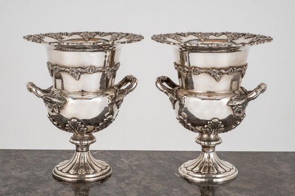 Seau à Vin Antique en Argent, Set de 2 en vente sur Pamono
