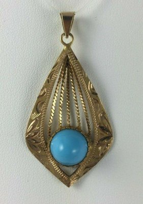Gold with Turquoise Blue Stone 