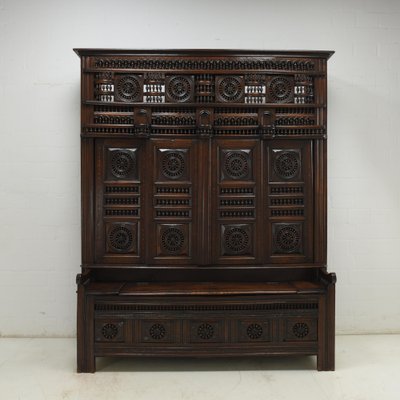 Large Breton Chestnut Cabinet with a Bench 1900s for sale at Pamono