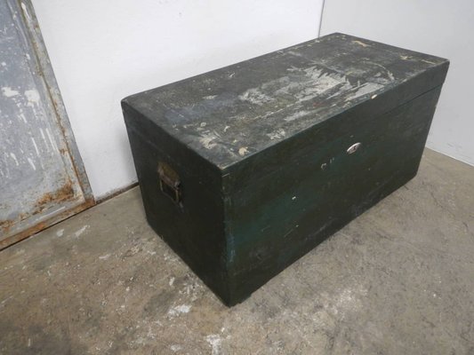 Vintage Black Wooden Trunk 1940s