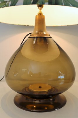 Mid-Century Italian Table Lamp in Glass with New Lampshade, 1970