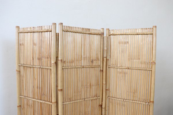 3-teiliger Vintage Bambus Paravent, 1980er bei Pamono kaufen