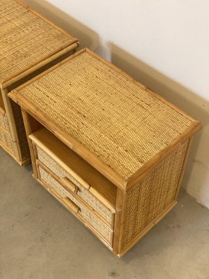 Bamboo Wicker Bedside Tables 1970s Set of 2 for sale at Pamono