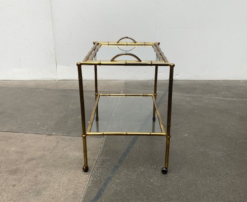 Brass and Faux Bamboo Bar Cart, 1960s for sale at Pamono