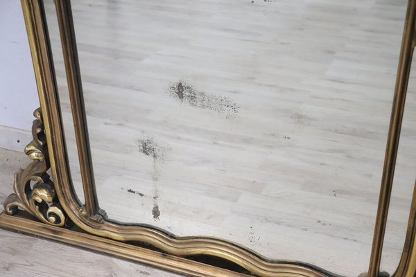 Carved and Gilded Wood Console Table with Mirror, 1930s for Carved and Gilded Wood Console Table with Mirror, 1930s for