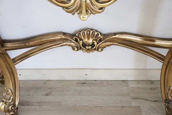 Carved and Gilded Wood Console Table with Mirror, 1930s for Carved and Gilded Wood Console Table with Mirror, 1930s for
