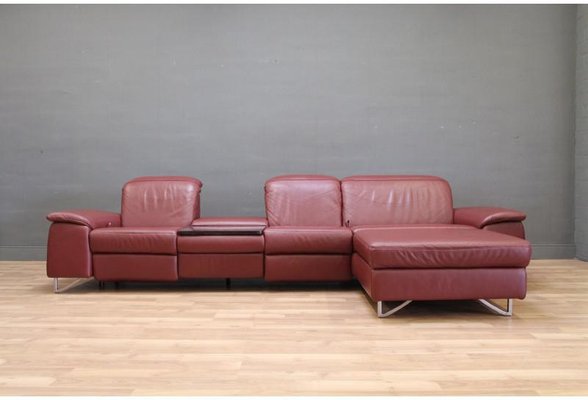 Large Leather Corner Sofa From Himolla, Soft Brown Leather Corner Sofa