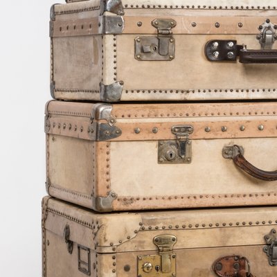 Vintage Vellum Leather Suitcases, Set of 5 for sale at Pamono