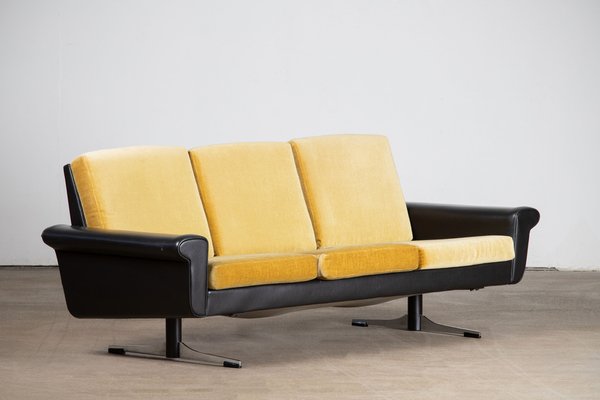 Mid Century Black and Yellow Sofa 1970s