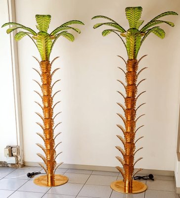 Set 2 Ganci Da Parete A Forma Di Palma In Bronzo | Decorazione Murale Artigianale Fatta A Mano | Arredamento Casa Stile Tropicale E Vintage