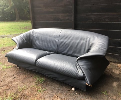 Blue gray leather sofa deals