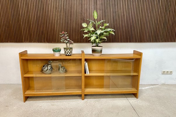 German Low Vitrine Sideboards with Glass Sliding Doors from Deutsche Werkstätten, 1950s, Set of 2 for sale at Pamono