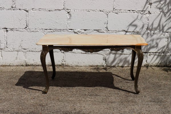 Vintage French Marble Brass Coffee Table