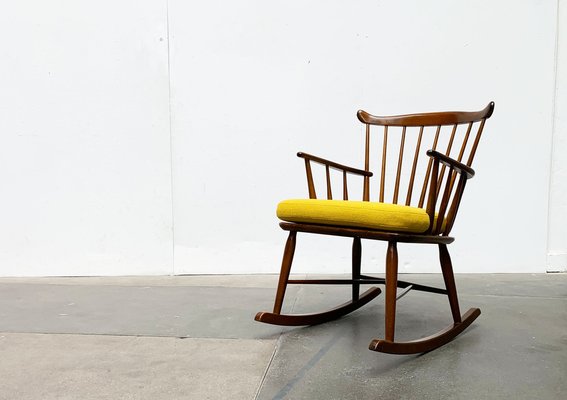 Mid-Century Rocking Chair with New Kvadrat Cushion by Børge