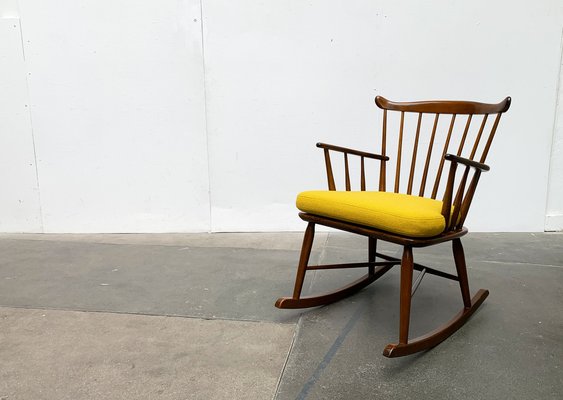Mid Century Rocking Chair with New Kvadrat Cushion by Borge Mogensen for FDB Mobler 1960s for sale at Pamono