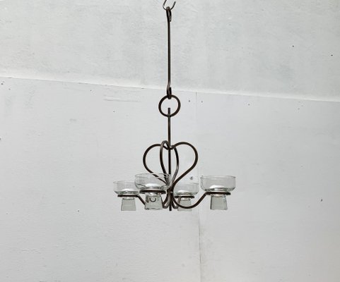 Dänischer Mid-Century Kerzenhalter aus Metall & Glas, 1960er