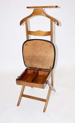 Mid Century Italian Beech Brass Valet with Chair 1960s for sale at Pamono