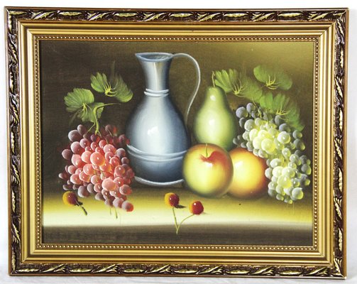 Still Life Fruit & Wine Platter Framed Print Picture Poster Grapes Apples Art 