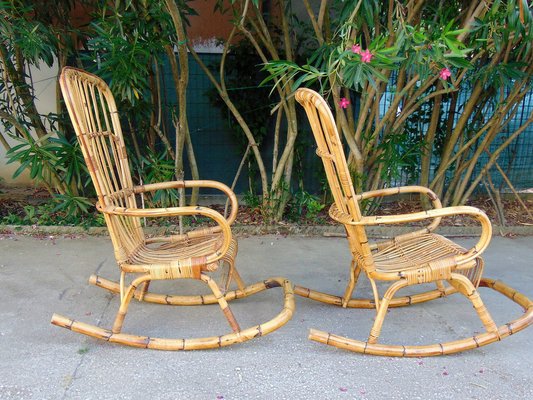 Rocking Chair in Bamboo, Set of 2 for sale at Pamono