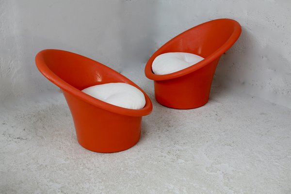 Danish Armchairs in Orange Plastics by Ole Gjerl v Knudsen