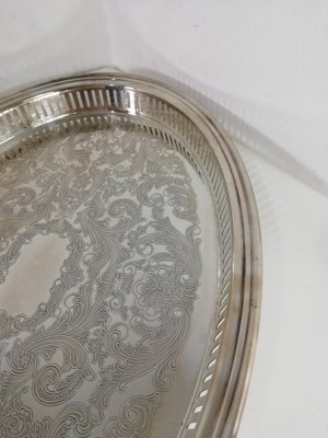 French Tray in Silver from Christofle Fleuron for sale at Pamono