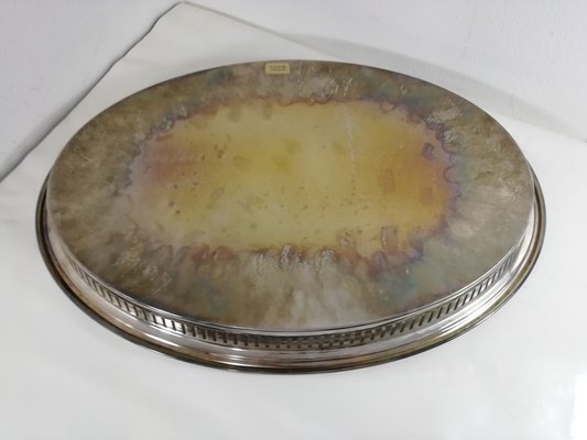 French Tray in Silver from Christofle Fleuron for sale at Pamono